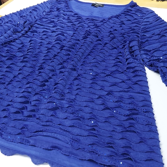 Notations Layered Ruffle Bling Blouse - Picture 14 of 17